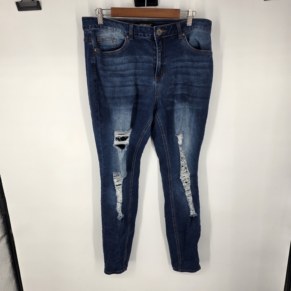 Ashley Stewart Ripped Distressed Stretch Skinny Jeans Women 14 Pants